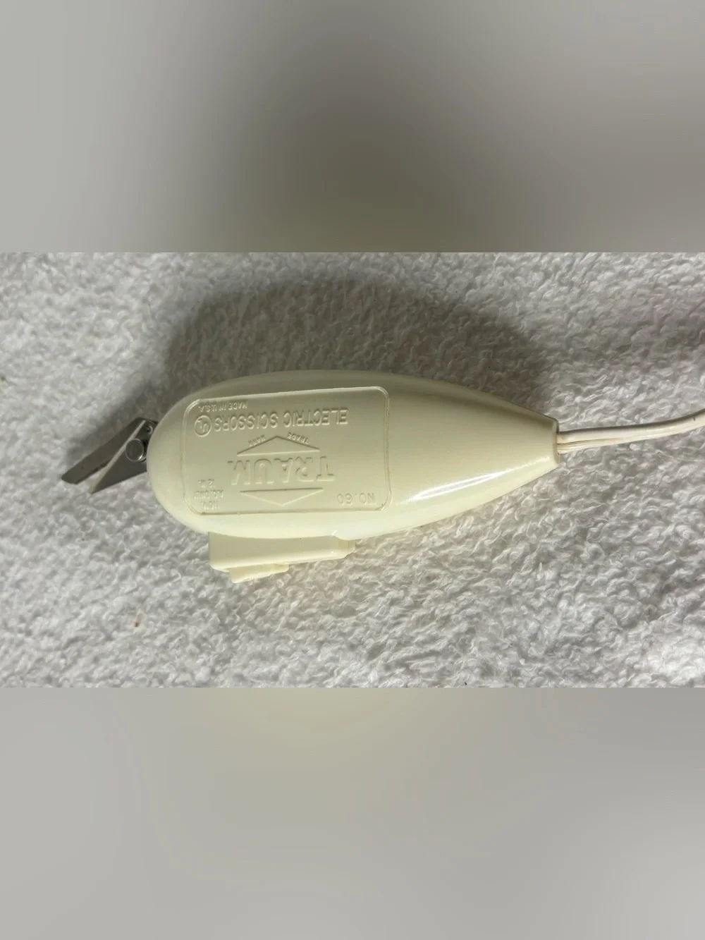 White Electric Scissors Adapter - Portable Inline Switch